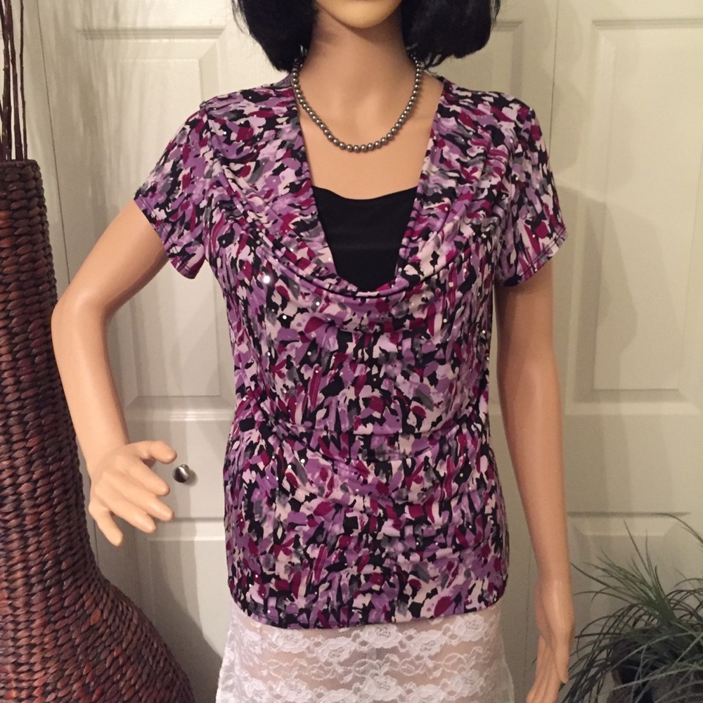 Brittany Black Cowl neck blouse